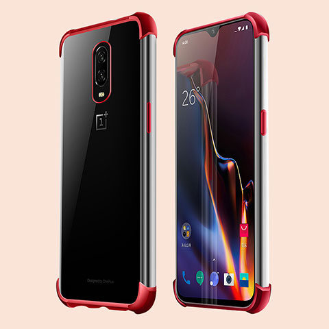 Funda Silicona Ultrafina Carcasa Transparente H01 para OnePlus 6T Rojo