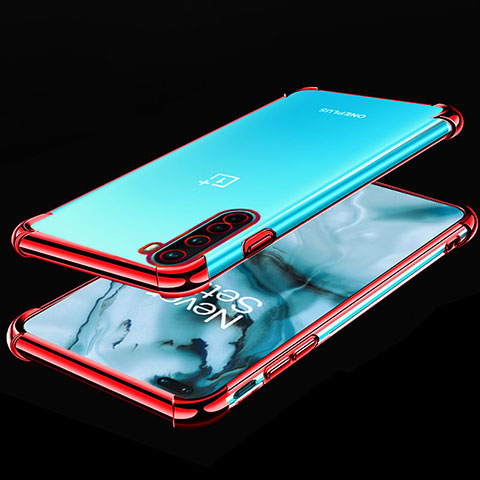 Funda Silicona Ultrafina Carcasa Transparente H01 para OnePlus Nord Rojo