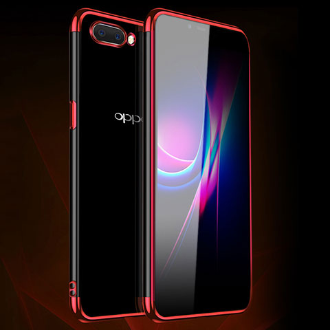 Funda Silicona Ultrafina Carcasa Transparente H01 para Oppo A5 Rojo