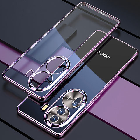 Funda Silicona Ultrafina Carcasa Transparente H01 para Oppo Reno11 Pro 5G Morado