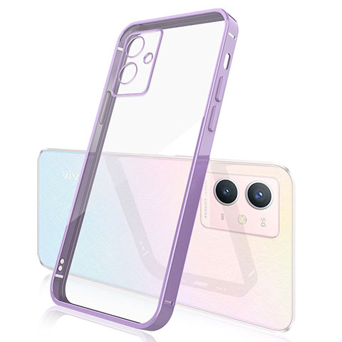 Funda Silicona Ultrafina Carcasa Transparente H01 para Vivo iQOO Z6 5G Morado