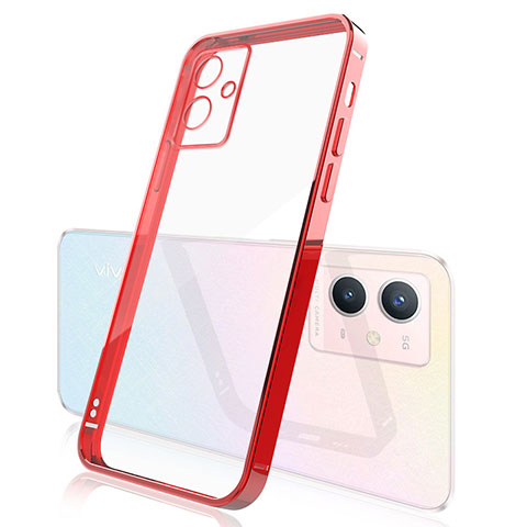 Funda Silicona Ultrafina Carcasa Transparente H01 para Vivo iQOO Z6 5G Rojo