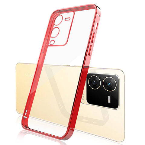 Funda Silicona Ultrafina Carcasa Transparente H01 para Vivo V25 Pro 5G Rojo