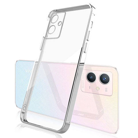 Funda Silicona Ultrafina Carcasa Transparente H01 para Vivo Y55 5G Plata