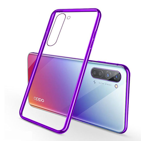 Funda Silicona Ultrafina Carcasa Transparente H02 para Oppo F15 Morado