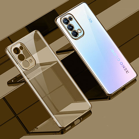 Funda Silicona Ultrafina Carcasa Transparente H02 para Oppo Reno5 5G Oro