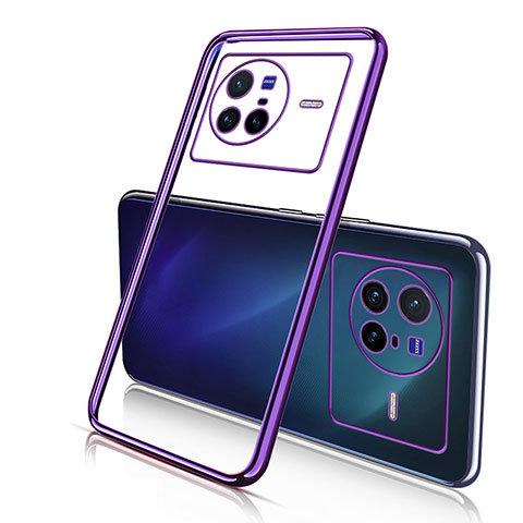 Funda Silicona Ultrafina Carcasa Transparente H02 para Vivo X80 5G Morado