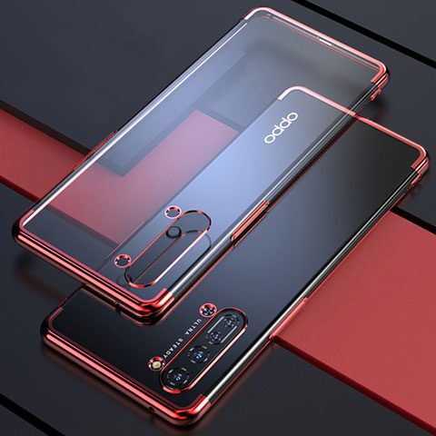 Funda Silicona Ultrafina Carcasa Transparente H03 para Oppo Reno3 Rojo