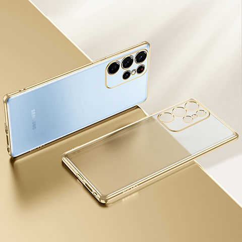 Funda Silicona Ultrafina Carcasa Transparente H03 para Samsung Galaxy S24 Ultra 5G Oro