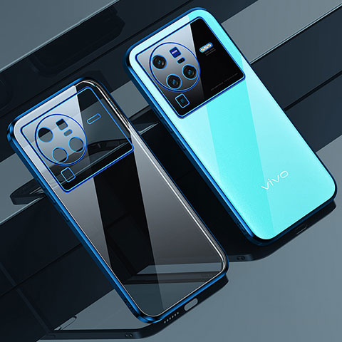 Funda Silicona Ultrafina Carcasa Transparente H03 para Vivo X80 Pro 5G Azul