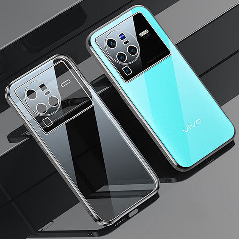 Funda Silicona Ultrafina Carcasa Transparente H03 para Vivo X80 Pro 5G Plata