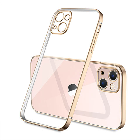 Funda Silicona Ultrafina Carcasa Transparente H04 para Apple iPhone 13 Mini Oro