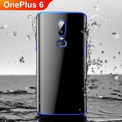 Funda Silicona Ultrafina Carcasa Transparente H04 para OnePlus 6 Azul