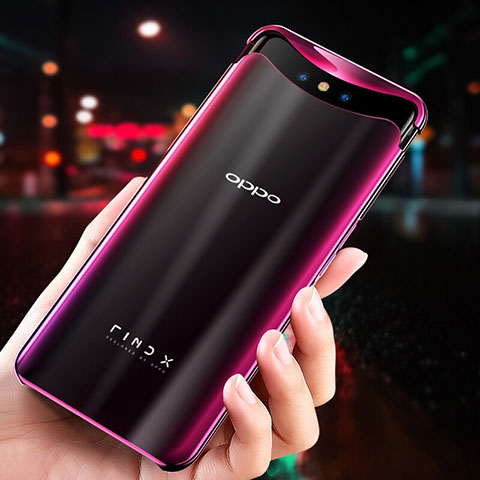 Funda Silicona Ultrafina Carcasa Transparente H04 para Oppo Find X Rojo