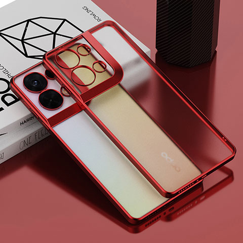 Funda Silicona Ultrafina Carcasa Transparente H04 para Oppo Reno8 Pro+ Plus 5G Rojo