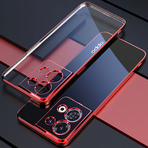 Funda Silicona Ultrafina Carcasa Transparente H05 para Oppo Reno9 Pro 5G Rojo