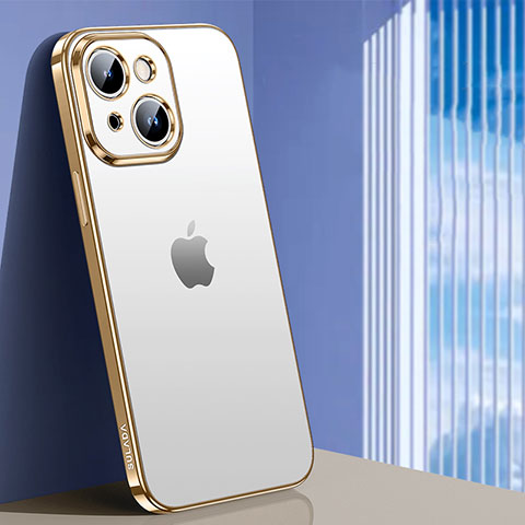 Funda Silicona Ultrafina Carcasa Transparente LD1 para Apple iPhone 15 Oro