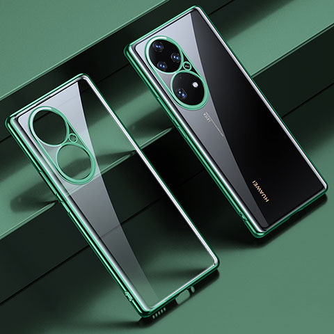 Funda Silicona Ultrafina Carcasa Transparente LD1 para Huawei P50 Verde