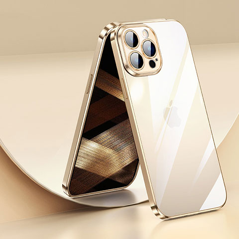 Funda Silicona Ultrafina Carcasa Transparente LD2 para Apple iPhone 15 Pro Oro