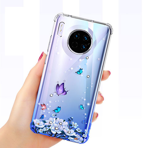 Funda Silicona Ultrafina Carcasa Transparente Mariposa para Huawei Mate 30 5G Azul