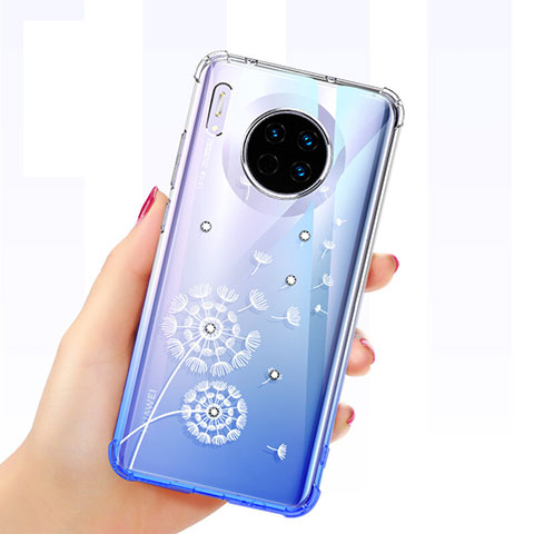 Funda Silicona Ultrafina Carcasa Transparente Mariposa para Huawei Mate 30 Pro 5G Blanco