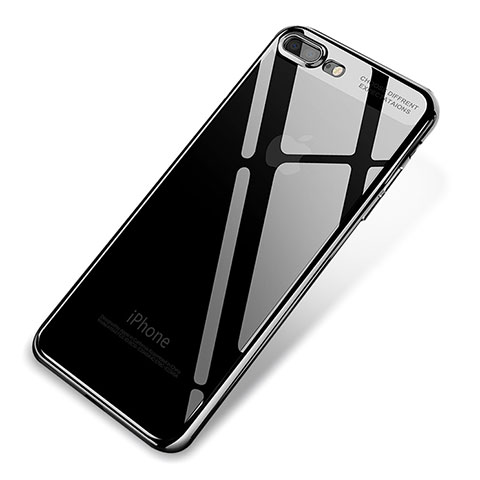 Funda Silicona Ultrafina Carcasa Transparente Q03 para Apple iPhone 7 Plus Negro