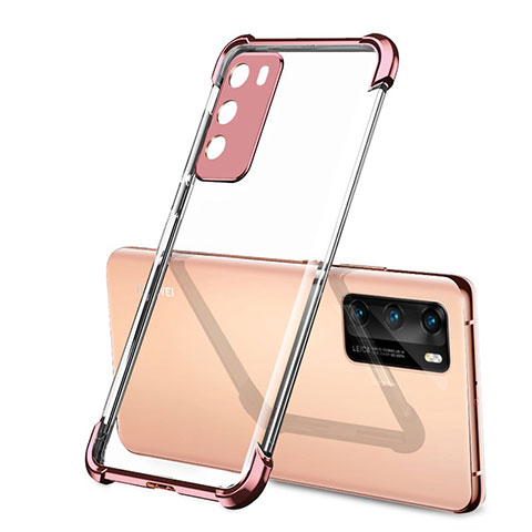 Funda Silicona Ultrafina Carcasa Transparente S01 para Huawei P40 Oro Rosa