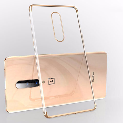 Funda Silicona Ultrafina Carcasa Transparente S01 para OnePlus 7 Oro