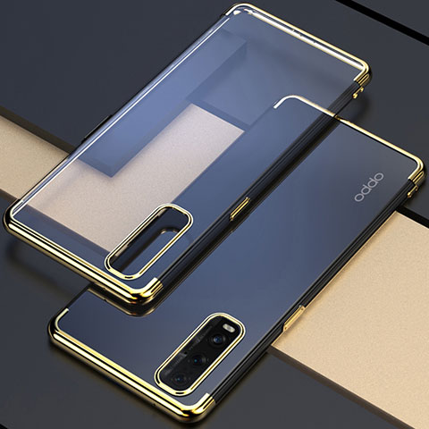 Funda Silicona Ultrafina Carcasa Transparente S01 para Oppo Find X2 Oro