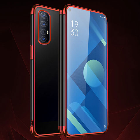 Funda Silicona Ultrafina Carcasa Transparente S01 para Oppo Reno3 Pro Rojo