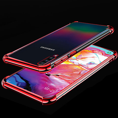 Funda Silicona Ultrafina Carcasa Transparente S01 para Samsung Galaxy A70 Rojo