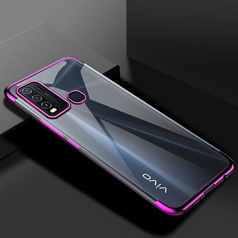 Funda Silicona Ultrafina Carcasa Transparente S01 para Vivo Y50 Morado