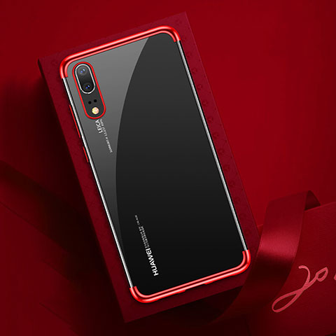 Funda Silicona Ultrafina Carcasa Transparente S03 para Huawei P20 Rojo