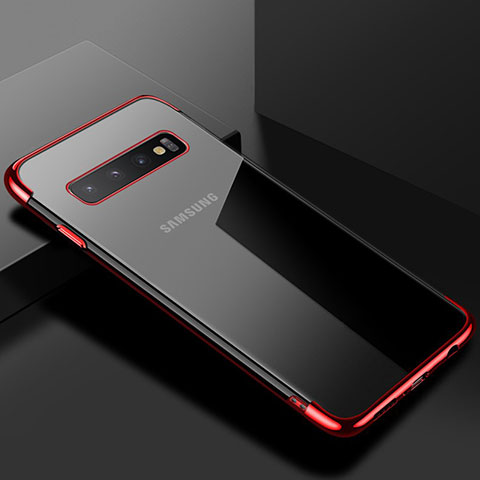 Funda Silicona Ultrafina Carcasa Transparente S03 para Samsung Galaxy S10 Plus Rojo