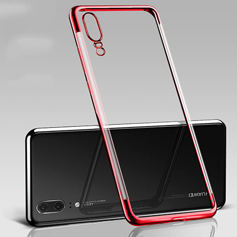 Funda Silicona Ultrafina Carcasa Transparente S09 para Huawei P20 Rojo