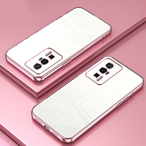 Funda Silicona Ultrafina Carcasa Transparente SY1 para Xiaomi Poco F5 Pro 5G Oro Rosa