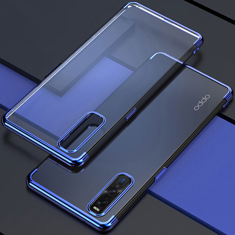 Funda Silicona Ultrafina Carcasa Transparente U01 para Oppo Find X2 Pro Azul