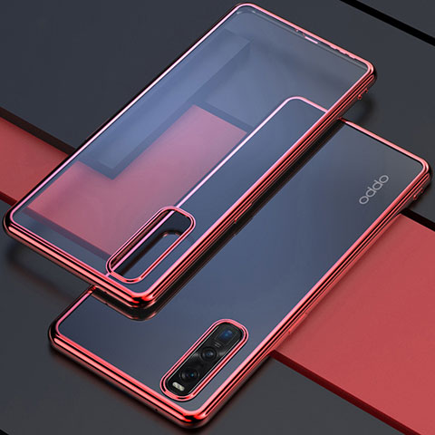 Funda Silicona Ultrafina Carcasa Transparente U01 para Oppo Find X2 Pro Rojo