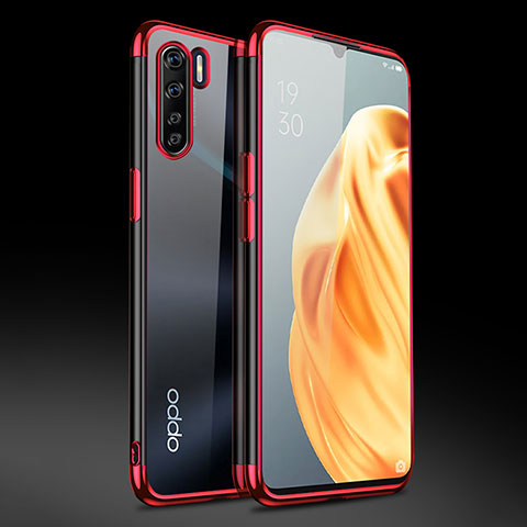 Funda Silicona Ultrafina Carcasa Transparente Z01 para Oppo F15 Rojo