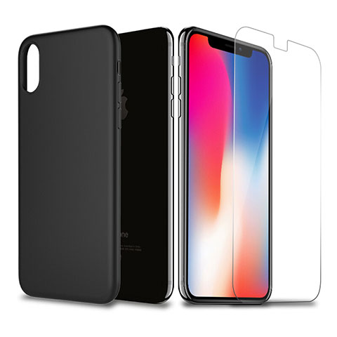 Funda Silicona Ultrafina con Protector de Pantalla para Apple iPhone X Negro