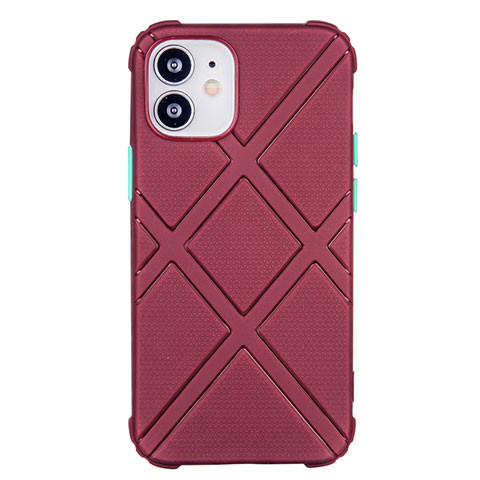 Funda Silicona Ultrafina Goma 360 Grados Carcasa C02 para Apple iPhone 12 Rojo Rosa