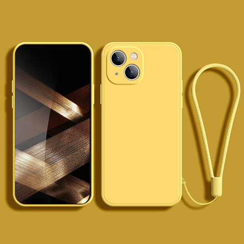 Funda Silicona Ultrafina Goma 360 Grados Carcasa G02 para Apple iPhone 15 Plus Amarillo