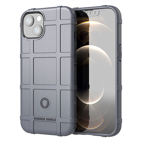 Funda Silicona Ultrafina Goma 360 Grados Carcasa G05 para Apple iPhone 13 Mini Gris