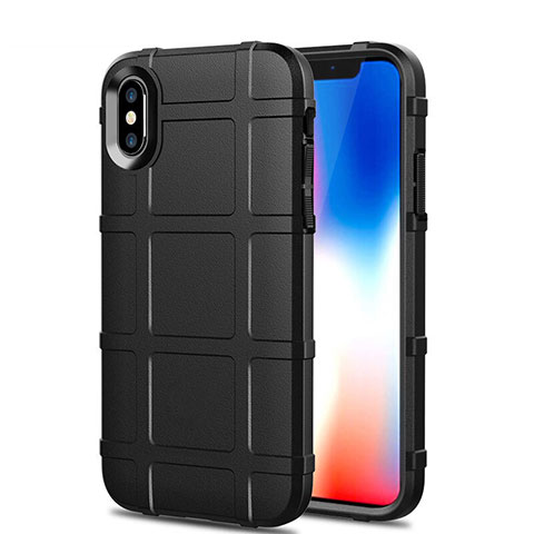 Funda Silicona Ultrafina Goma 360 Grados Carcasa para Apple iPhone X Negro