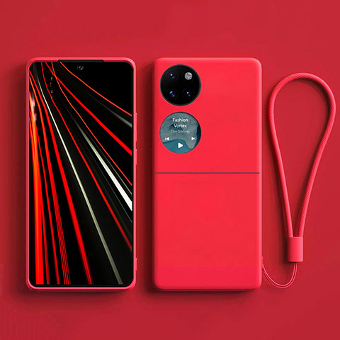 Funda Silicona Ultrafina Goma 360 Grados Carcasa para Huawei P60 Pocket Rojo