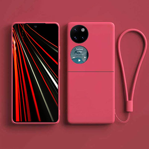 Funda Silicona Ultrafina Goma 360 Grados Carcasa para Huawei P60 Pocket Rosa Roja