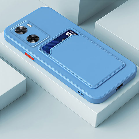 Funda Silicona Ultrafina Goma 360 Grados Carcasa para Oppo A57e Azul Cielo