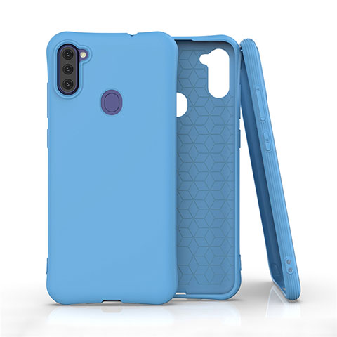 Funda Silicona Ultrafina Goma 360 Grados Carcasa para Samsung Galaxy A11 Azul Cielo