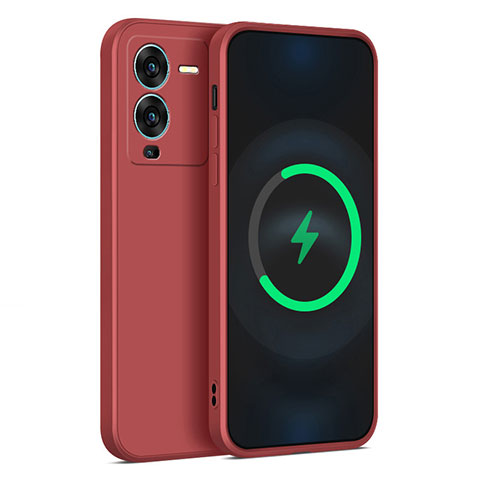 Funda Silicona Ultrafina Goma 360 Grados Carcasa para Vivo V25 Pro 5G Rojo