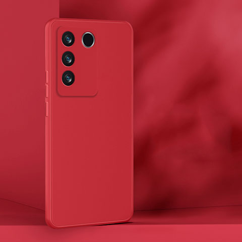 Funda Silicona Ultrafina Goma 360 Grados Carcasa para Vivo V27 Pro 5G Rojo